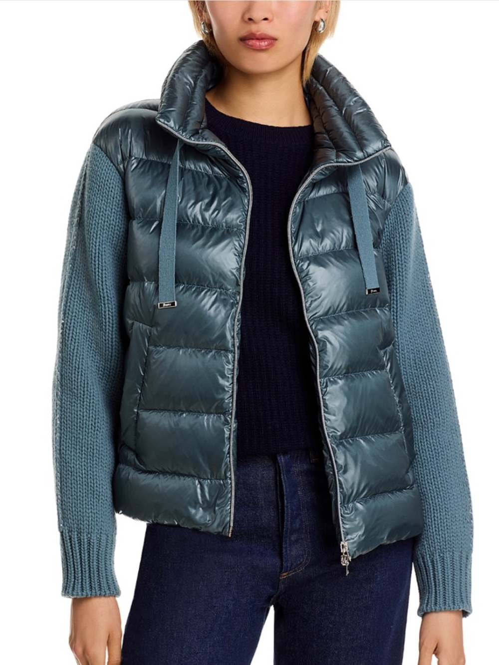 HERNO Quilted Puffer Jacket with Knit Sleeves